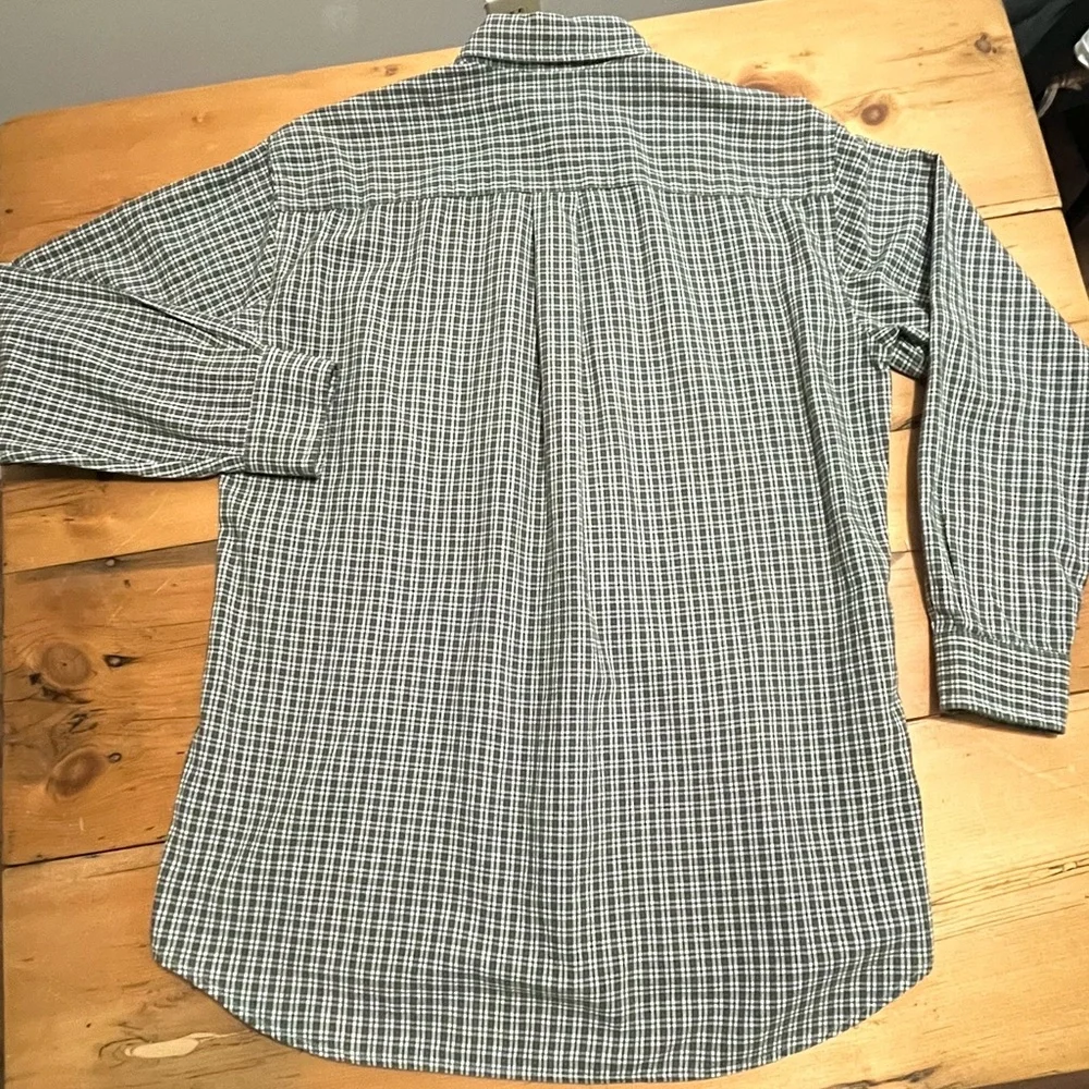J.CREW Button Down Plaid Shirt - dark green / white
